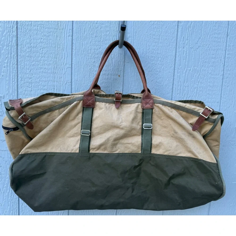 VTG LARGE GOKEY Battenkill No.9 Weekend Duffle Bag Luggage Cavas Leather RARE